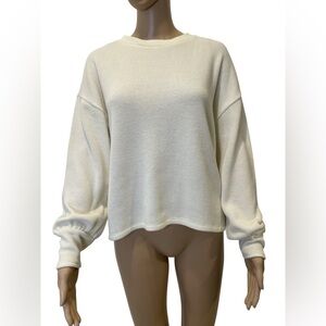Madewell Puffed Sleeve Cozy Cream Knit Sweater size S